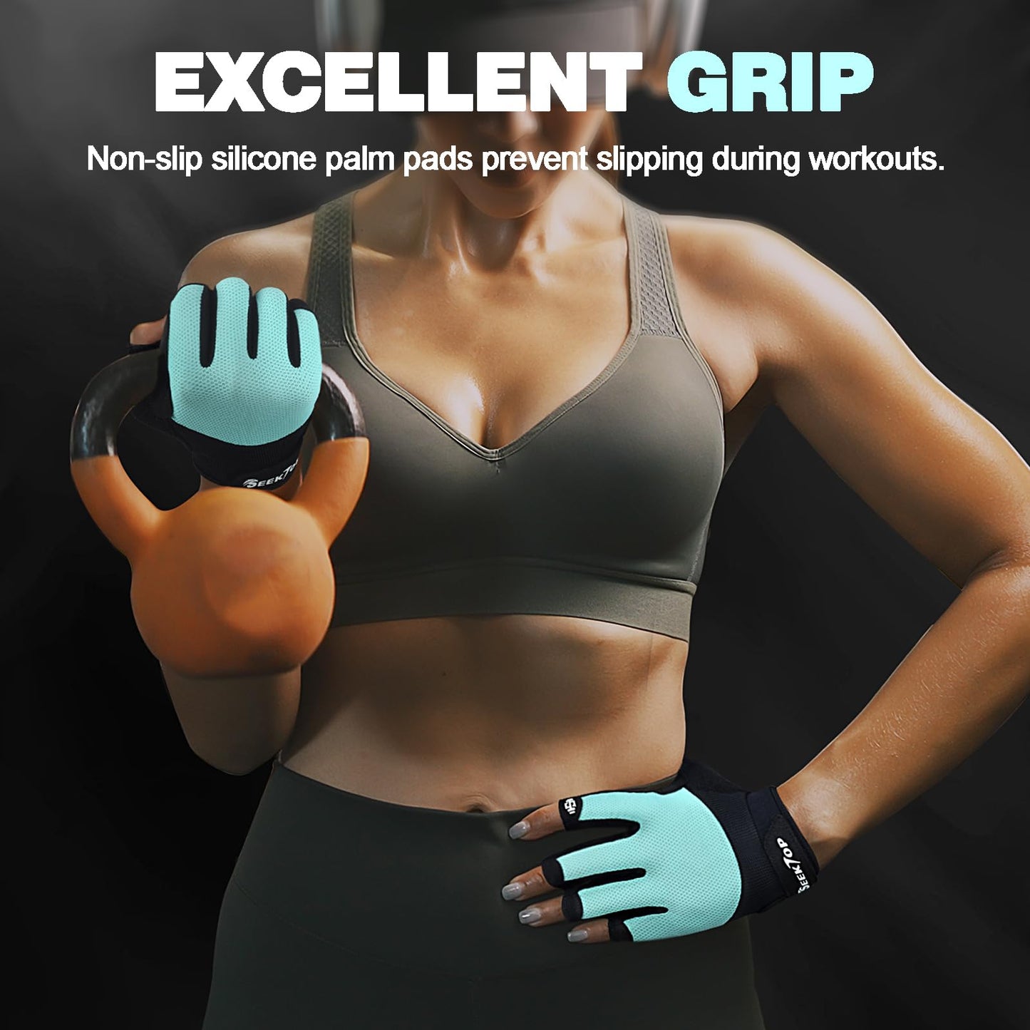 Seektop Breathable Workout Gloves Women & Men: Thick Padded Gym Gloves