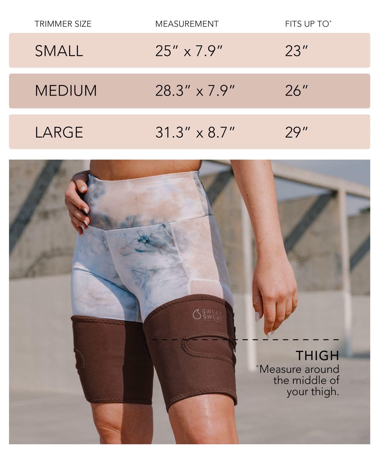 Sports Research Sweet Sweat® Thigh Trimmers Medium (Terra) 2 Pair