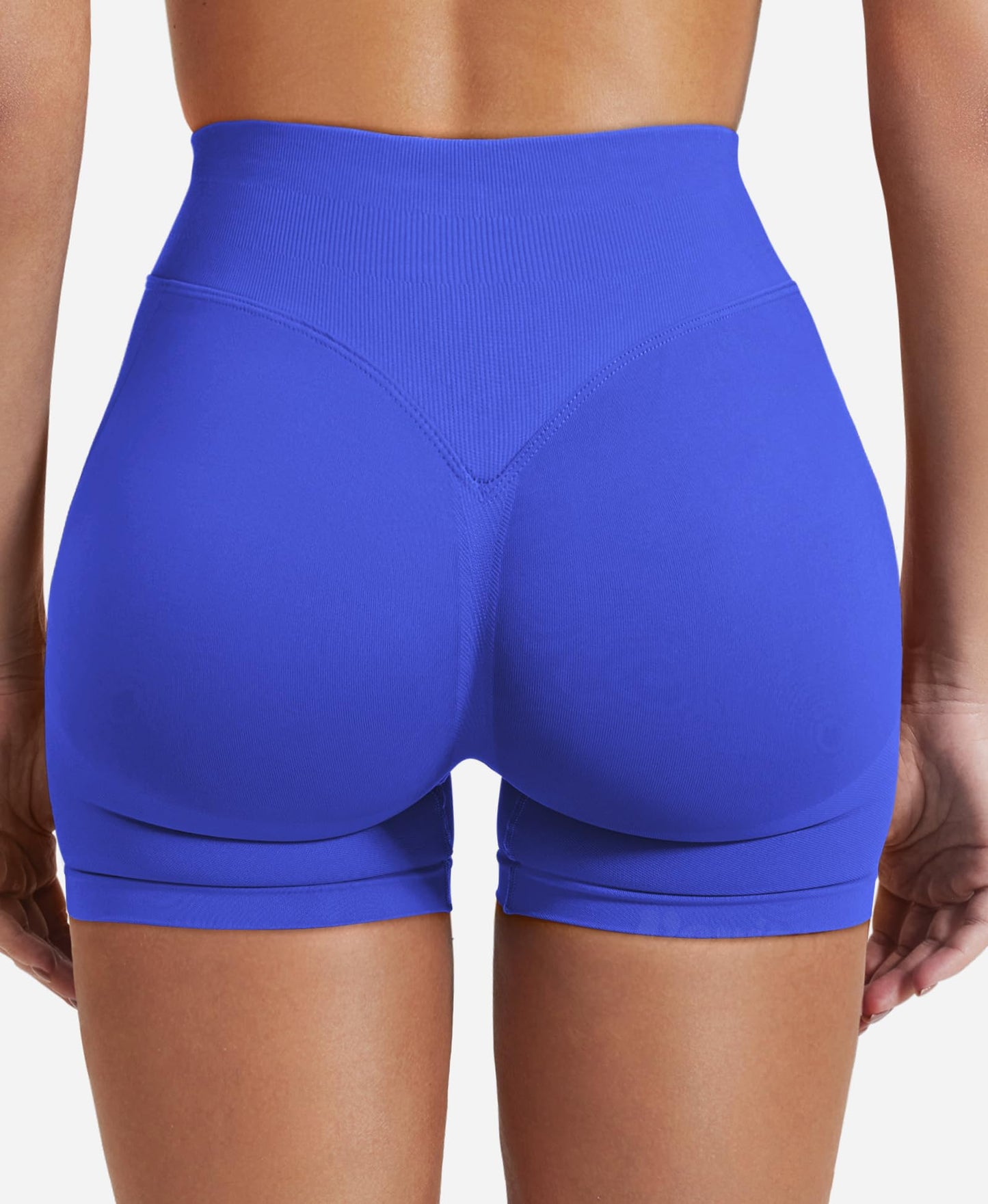VOYJOY Women Workout Impact Shorts 2.5"/ 3.6"/ 4.5"/ 6" Scrunch Butt Lifting Gym Seamless Booty Biker Shorts Electric Blue