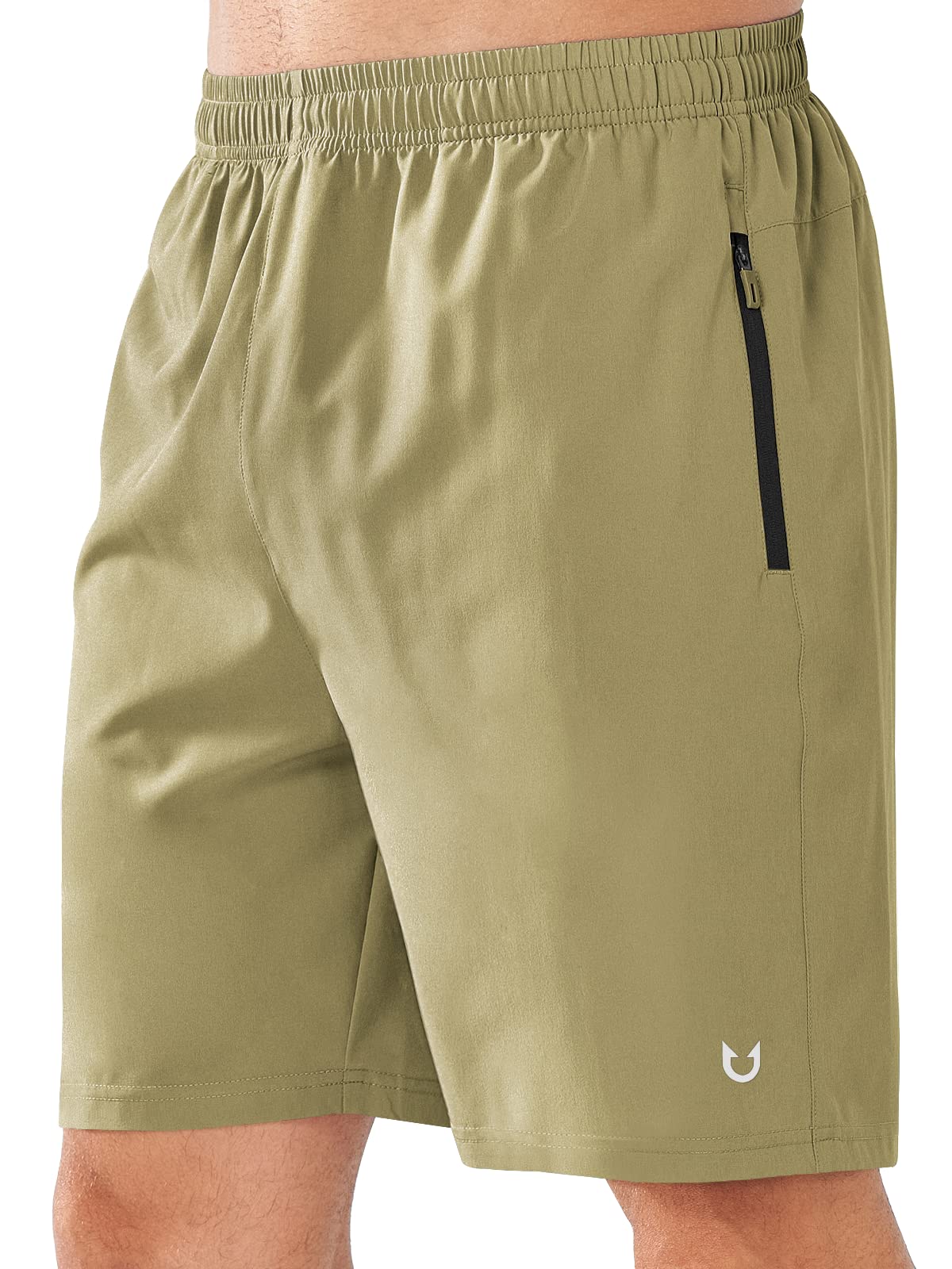 NORTHYARD Men's Athletic Running Shorts Quick Dry Workout Shorts Lightweight Sports Gym Basketball Shorts Hiking Exercise Khaki-7 inches L