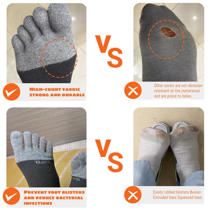 SOJOFEL Men's Ankle Toe Socks - Five Finger Cotton Socks No Show Athletic Running Breathable Mesh Low Cut Quarter Toe Socks Black Size 11-13 5 Pairs