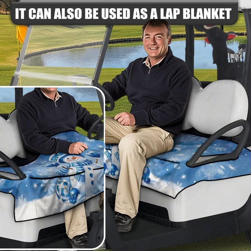 Bulopur Golf Cart Towel Seat Covers Terry Cloth Cute Christams Snowman Washable Easy Install Golf Cart Seat Covers Kit for EZGO TXT RXV/Club Car DS Precedent