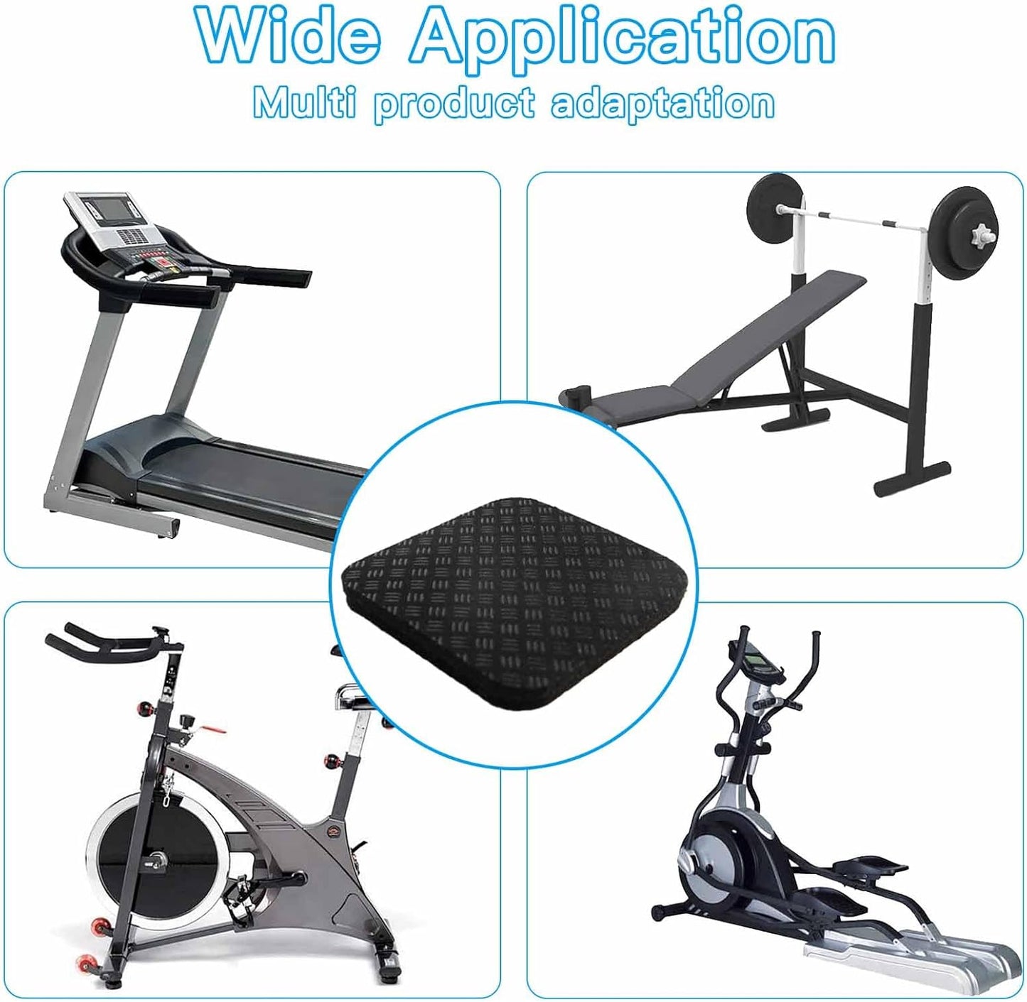 Non-Slip Treadmill Mat - High Density Silicone Anti-Vibration Pad for Exercise Equipment | 4x4 Inch Size