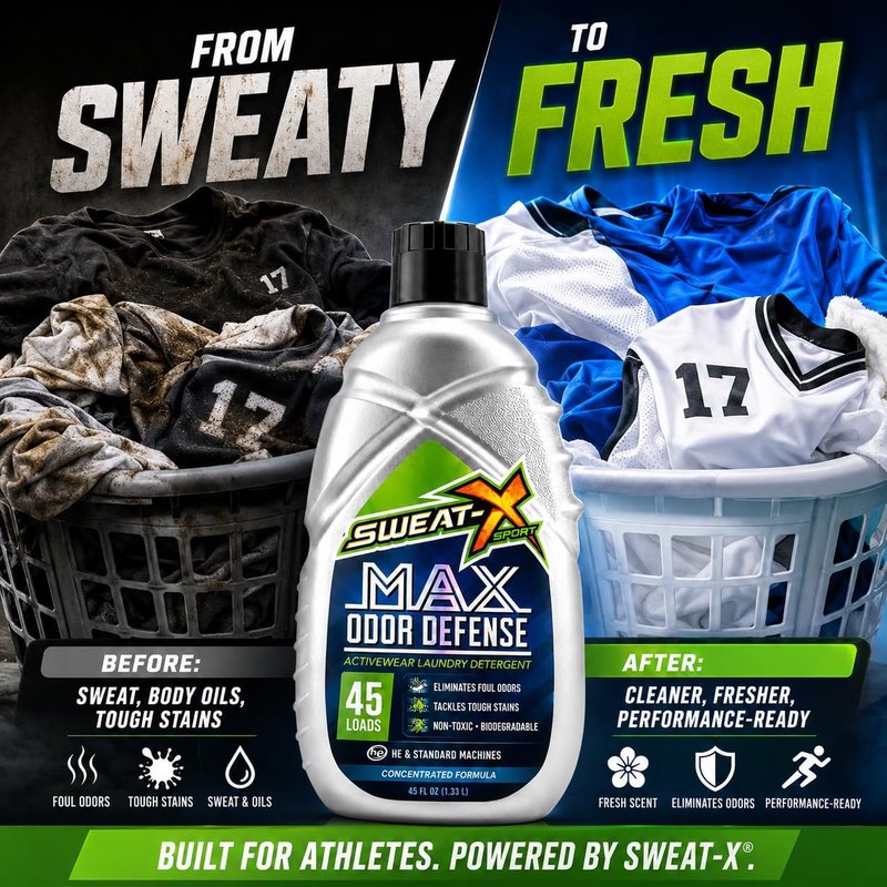 Max Odor Defense Laundry Detergent - Natural Liquid for Activewear & Sensitive Skin | 45 Loads