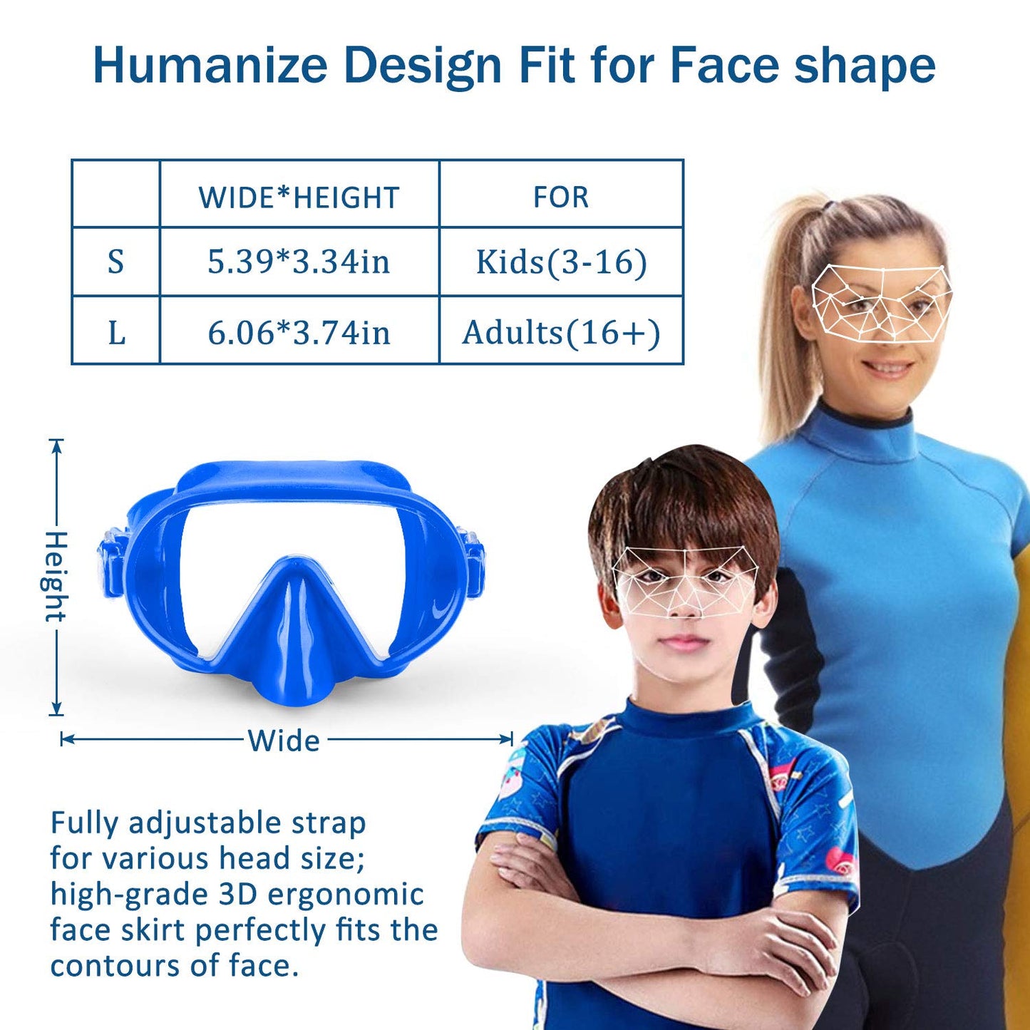 Fxexblin Swim Goggles Kids Adults Swimming Goggles with Nose Cover Snorkel Mask for Scuba Diving Snorkeling, Anti-Fog Lens Leakproof Skirt 180 Panoramic View Face Dive Masks Youth Children Boys Girls