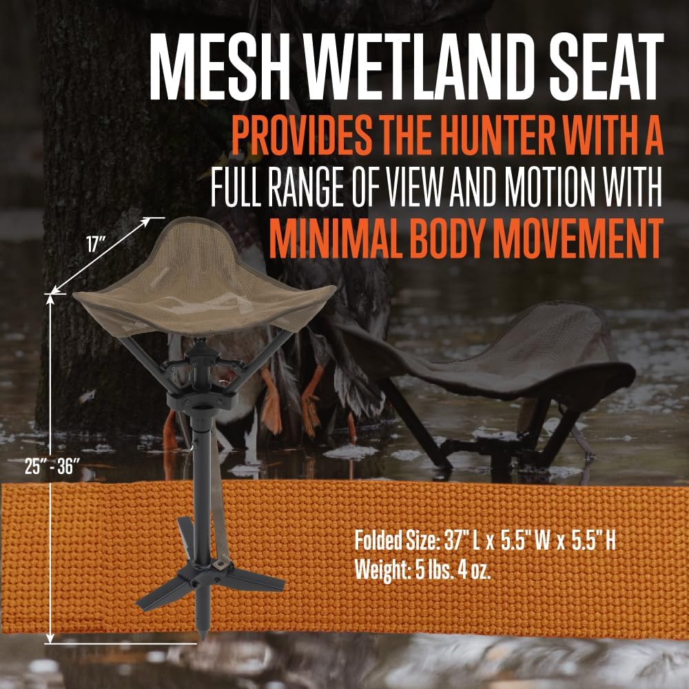 ALPS OutdoorZ Hunting Seat - Lightweight Adjustable Height Chair with Sink-Resistant Legs | All-Weather Comfort