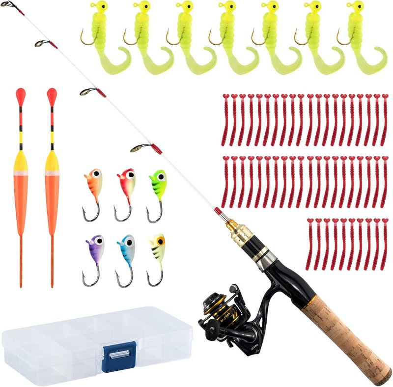 Dr.Fish Ice Fishing Rod and Reel Combo - Complete Winter Fishing Kit with Spinning Pole, Jigs & Tackle