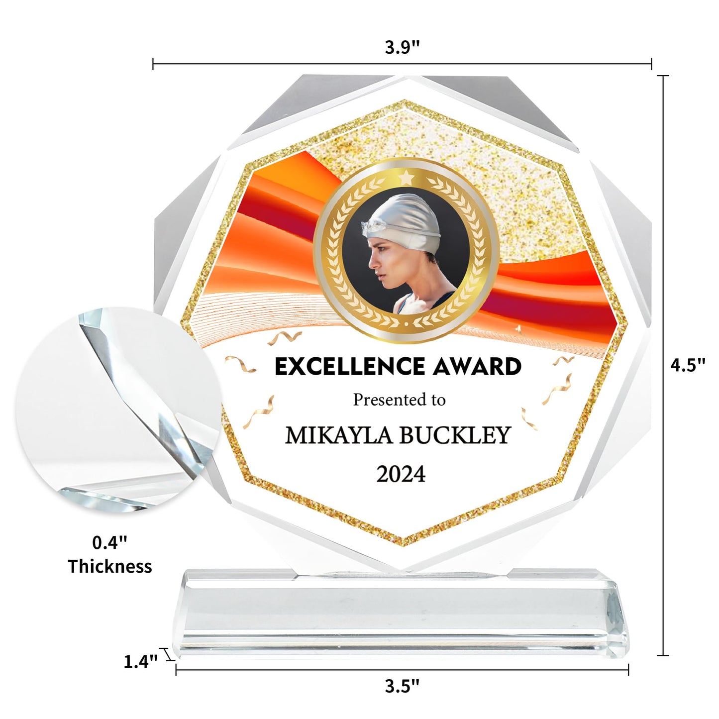 ZALHIN Personalized Crystal Trophy Award - Award for Employees- Plaques Personalized Engraved- Coworker Gift (Custom Logo/Colorful)