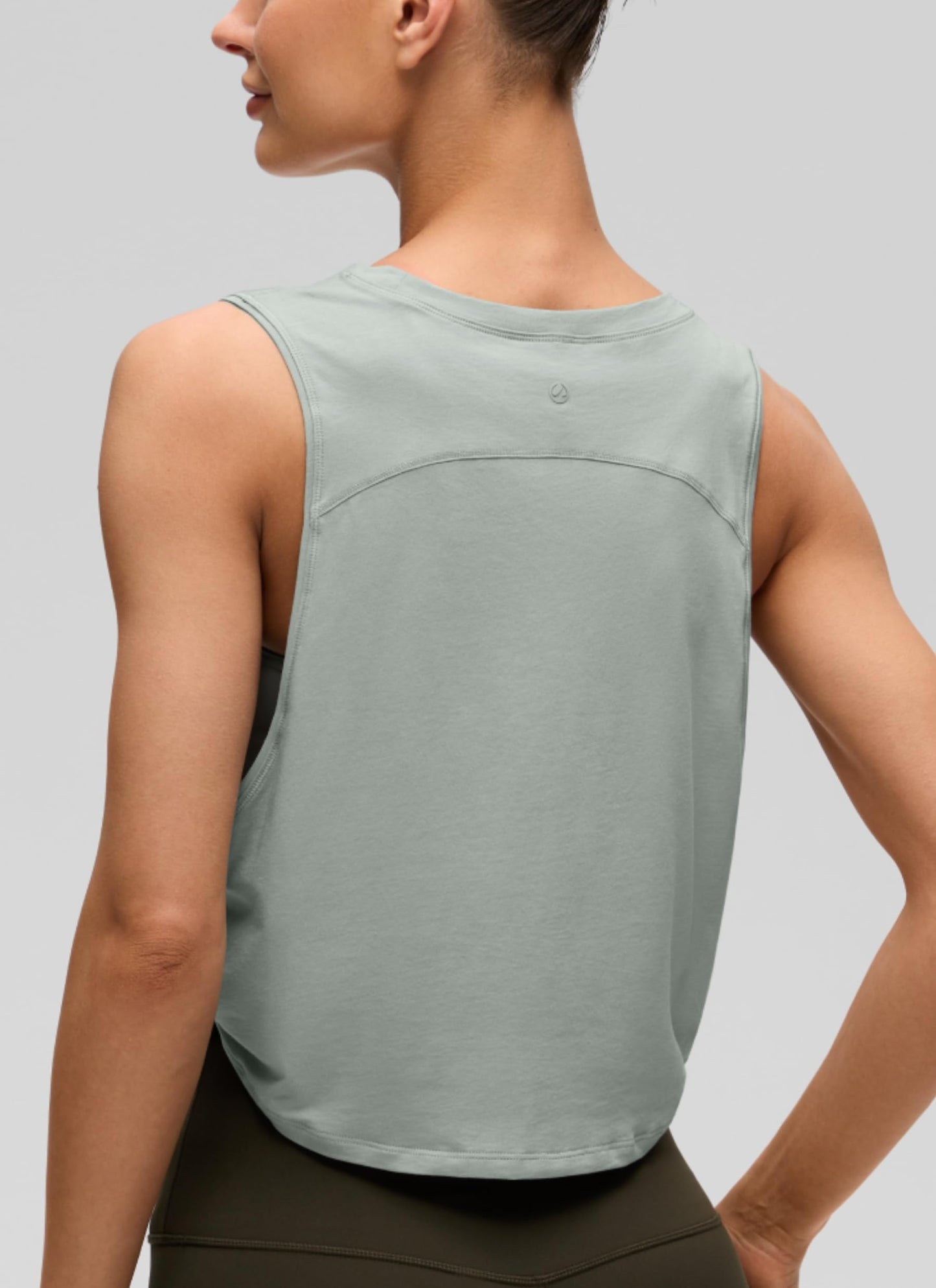 CRZ YOGA Pima Cotton Dropped Armhole Tank Jade Grey Medium
