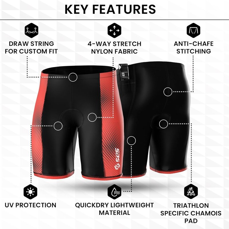 Triathlon Shorts for Men - Performance Race Shorts with 2 Pockets | Lightweight & Breathable Design