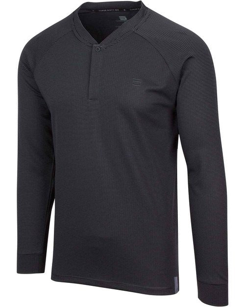 Dry Fit Long Sleeve Collarless Golf Shirts for Men - 4 Way Stretch and Moisture Wicking Golf Polo Charcoal