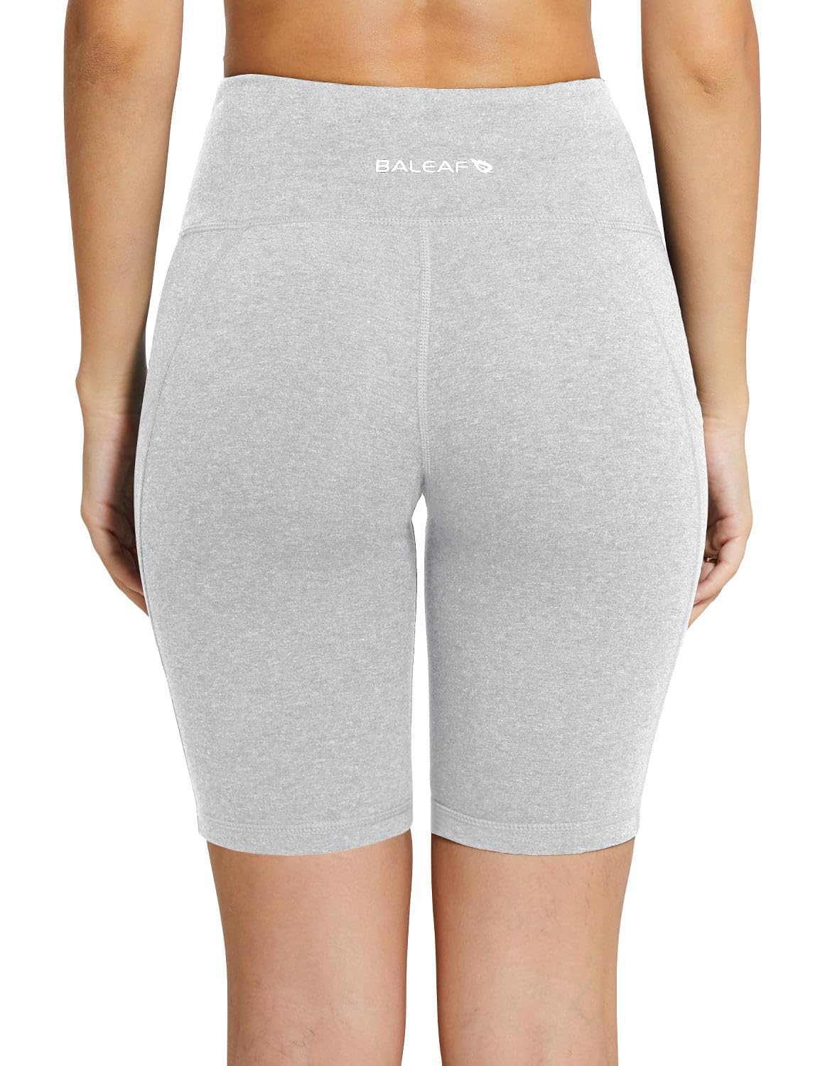 baleaf Women's High Waist Biker Shorts with 3 Pockets Light Grey XS