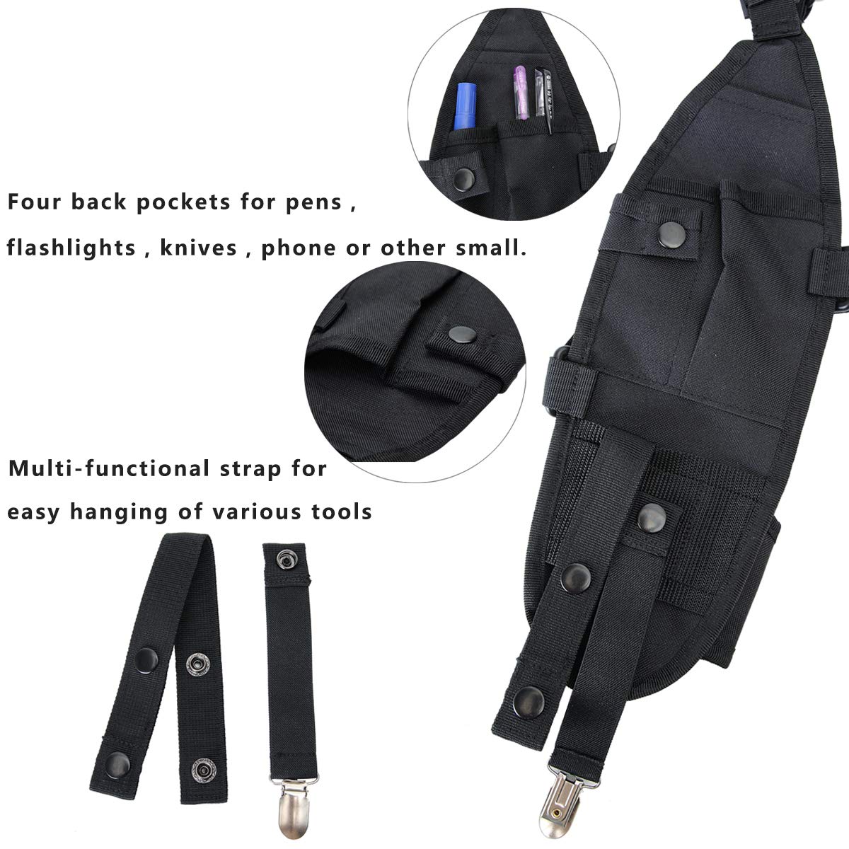 ABBREE Double Radio Shoulder Harness Holster Chest Holder Radio Case Vest Rig for Baofeng Motorola Midland Cobra Two Way Radio Walkie Talkie