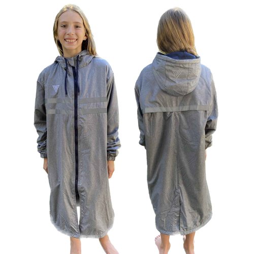 V ATHLETICA Unisex Swim Parka for Men, Women, Boys, and Girls (Reflective Heather Grey, XX-Small)