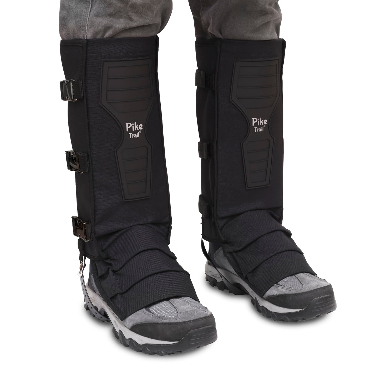 Pike Trail Snake Gaiters Leg Guards - Waterproof, Durable - Adjustable Size for Men & Women - Protection from Snake Bites - Hiking Essentials Ideal for Trekking, Hunting & Fishing - Black - 1 Pair