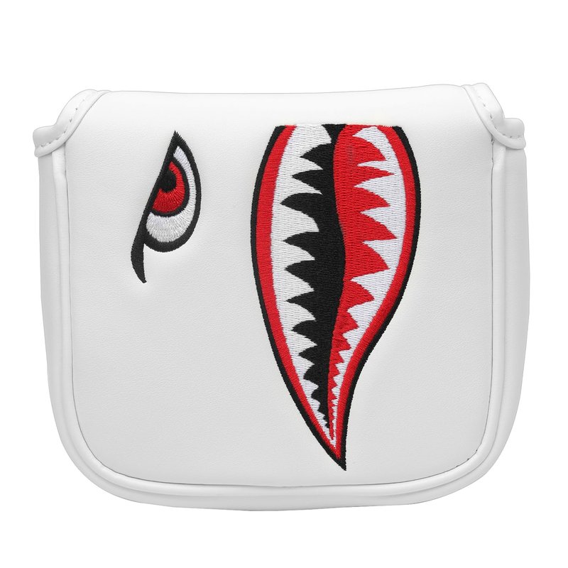 SHABIER White Golf Putter Cover with Tiger Shark Design Golf Large Mallet Headcover