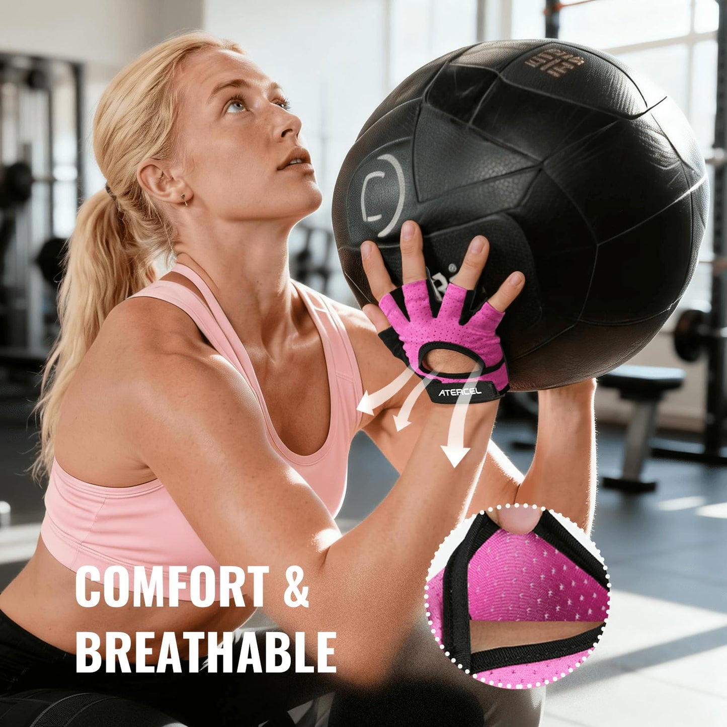 ATERCEL Gym Gloves for Women, Workout Gloves for Gym Weightlifting Exercise