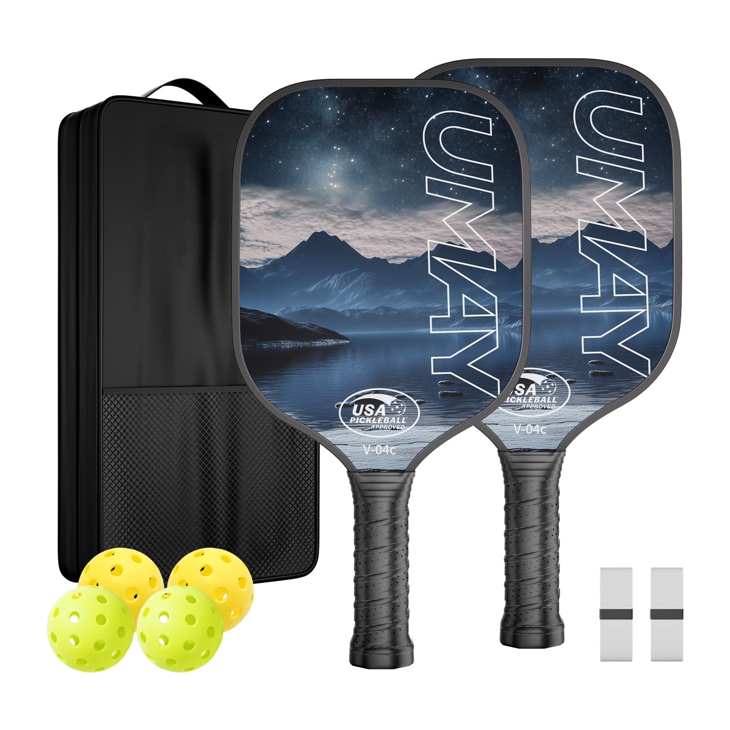 USAPA Approved Tournament-Grade Pickleball Paddle with PP Honeycomb Core for Precision Control, Enhanced Spin & Power, Lightweight Pickleball Set with Cover & Overgrip for Men Women Beginners