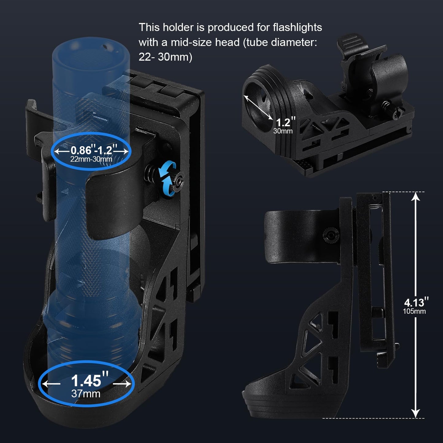 SAOPRKLER Tactical Flashlights High Lumen-Police 1200 LM Flashlight with Holster for Duty Belt,Single Mode LED Flashlight for Camping/Law Enforcement-Sentinel-X1