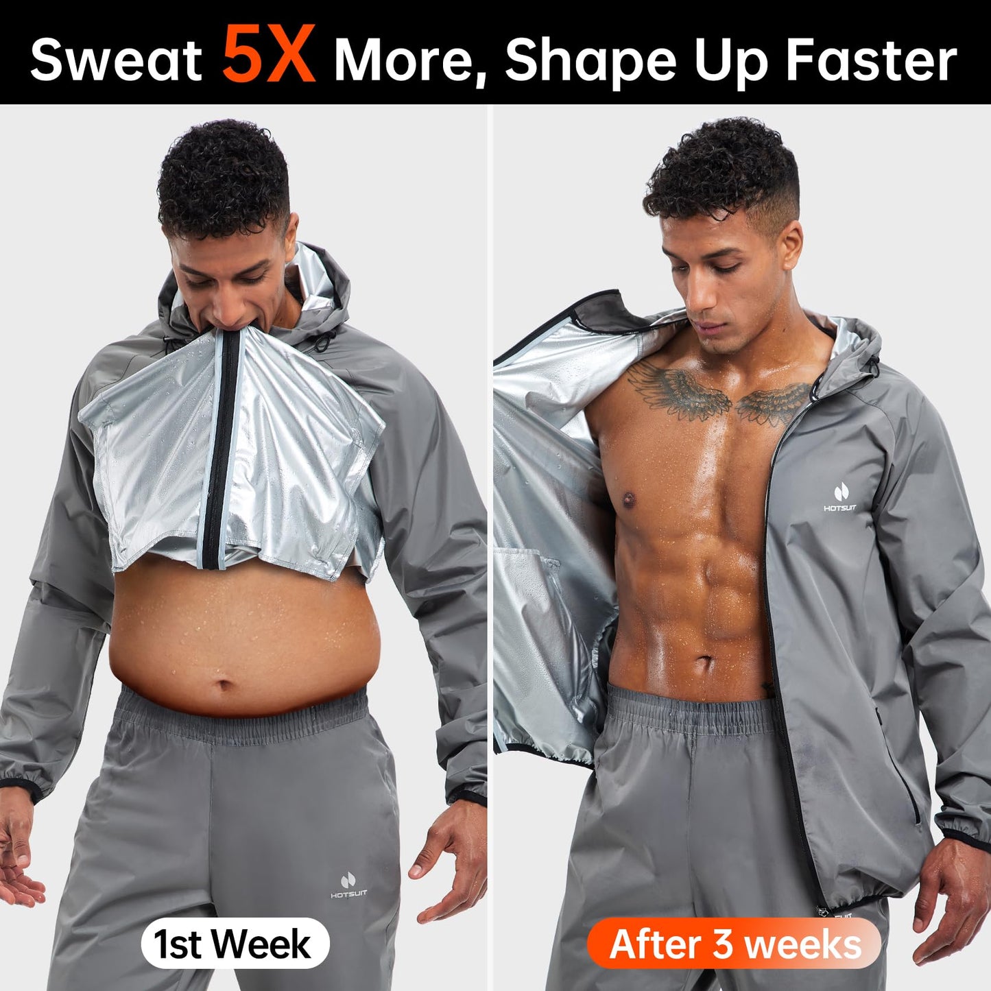 HOTSUIT Sauna Suit for Men Heat Trapping Sweat Suit Boxing Exercise Sweat Sauna Jacket Pants