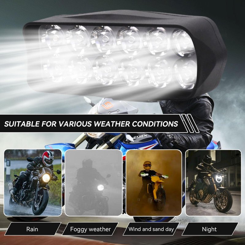 Frdhee Motorcycle LED Light, Universal High Brightness 12V-80V Electric Tricycle LED Light Headlights Conversion Light for Motorcycle, Electric Bike, Tricycle(16LED)