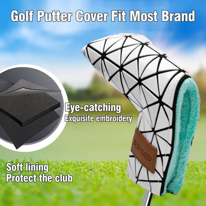 BAIRBRE Golf Putter Covers,Blade Putter Cover Mallet Putter Haedcovers Leather Golf Club Covers Putter Headcover with Magnetic for Scotty Cameron Taylormade Titleist Odyssey,White