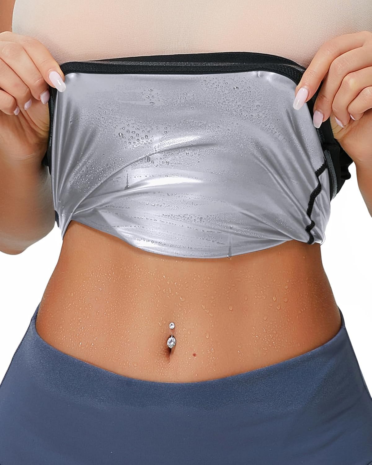 Dulchany Sauna Suit Waist Trimmer for Women Waist Trainer Sweat Band for Stomach Belly Thermo Slimming Belt Workout Silvery