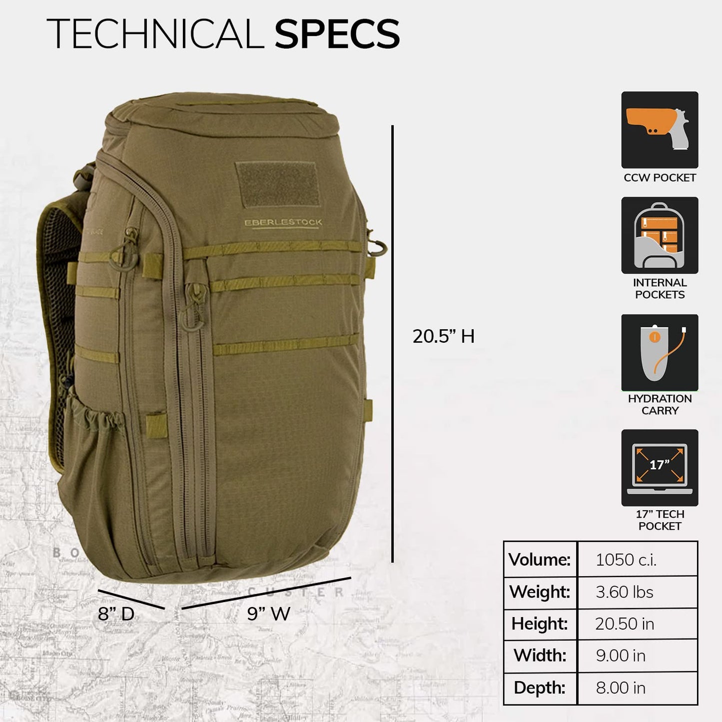 Eberlestock Switchblade Pack - Low Profile Tactical EDC Backpack for Maximum Space and Organization (Coyote Brown)