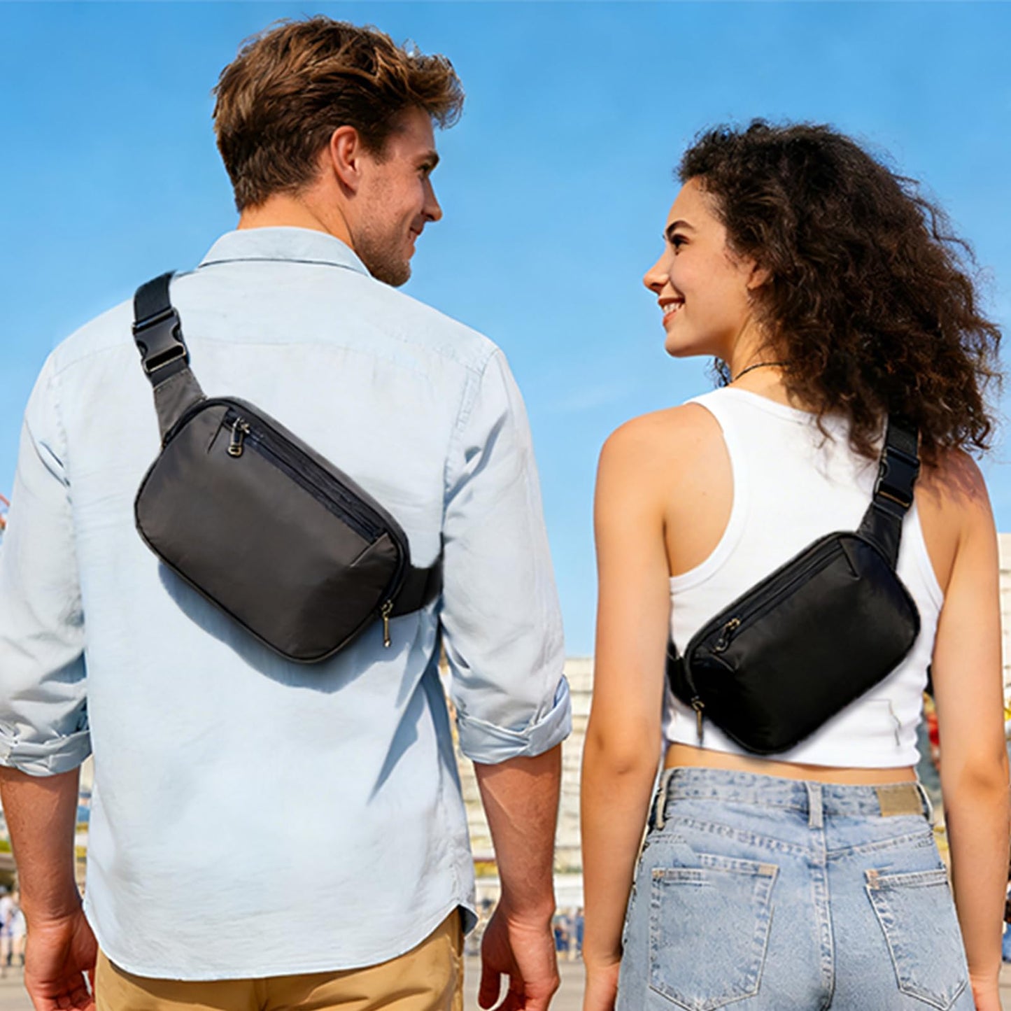 MAXTOP Fanny Packs for Women Men Water Resistant Crossbody Bags with 4-Zipper Pockets Adjustable Belt Bag for Travel Running Hiking Casual Walking Dog Dark Blue