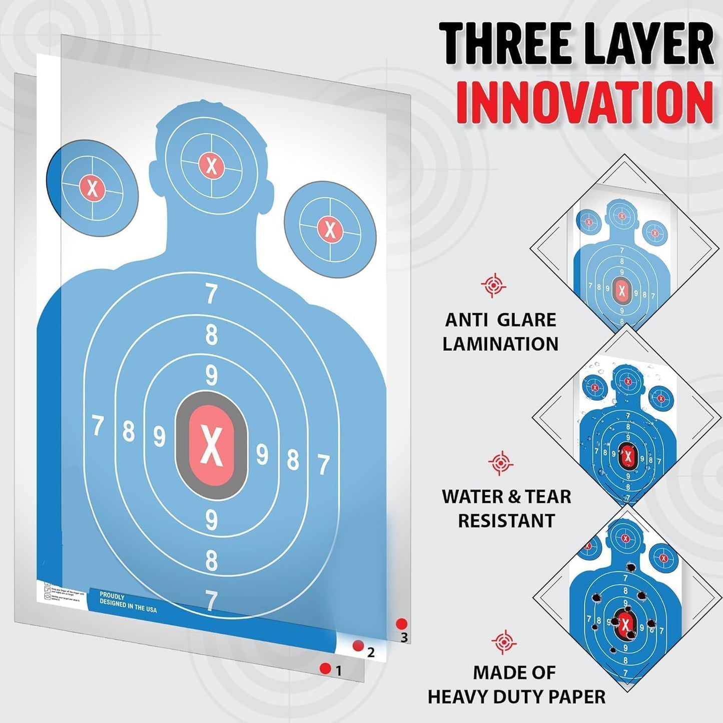 Heavy Duty Shooting Targets Paper - Targets for Shooting Range - Indoors & Outdoor Targets for Shooting Rifle - Gun Range Targets for Pistol Shooting - Handgun Shooting Range Accessories, 40