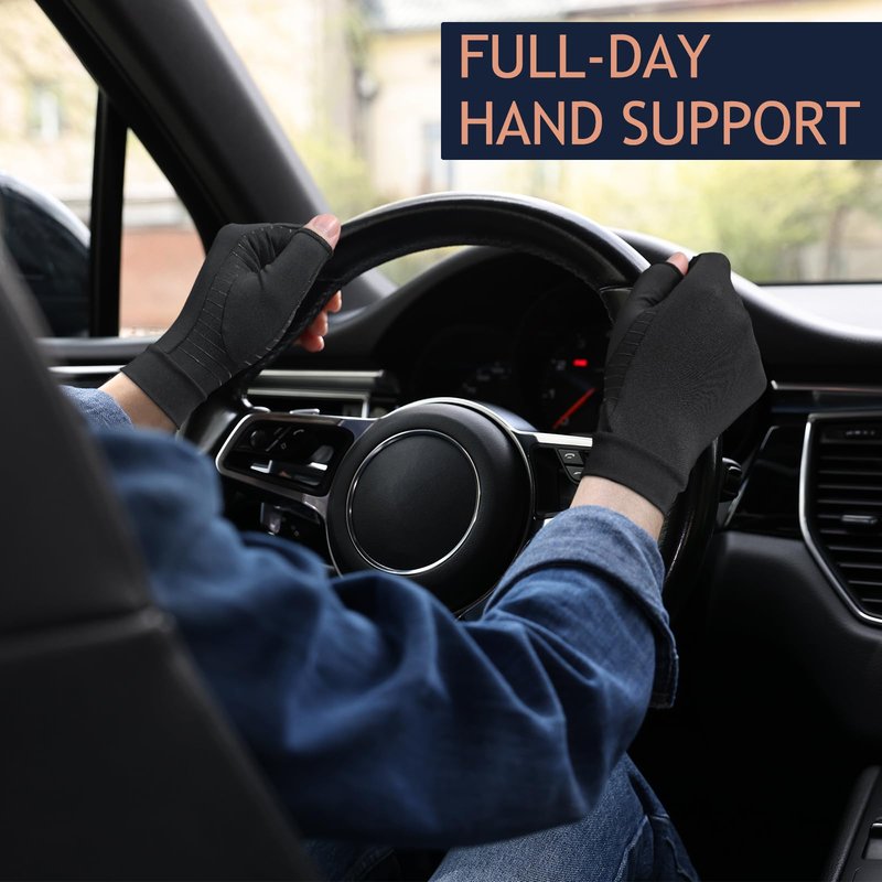 Beieverluck 4 Pairs Copper Arthritis Compression Gloves for Carpal Tunnel Pain Relief Fingerless Compression Hand Gloves for Women Men Rheumatoid, Tendonitis, Swelling, Working and Typing, Medium