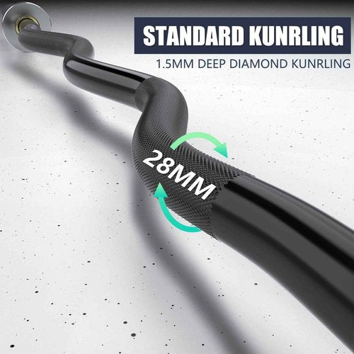 TECHNOAGE Olympic EZ Curl Bar, 47" Curl Bar(500LBS Capacity) 20LB Full Black Solid Chrome Barbell with Copper Sleeve and Bearing for 2-inch Plates