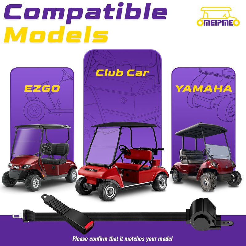 4PCS Golf Cart Seat Belt Kit, 42" Retractable Golf Cart Seat Lap Belt Non-Slip, Soft Padding, One Click Fastening, Universal Front and Rear Golf Cart Seat Belts for Club Car EZGO YAMAHA UTV ATV