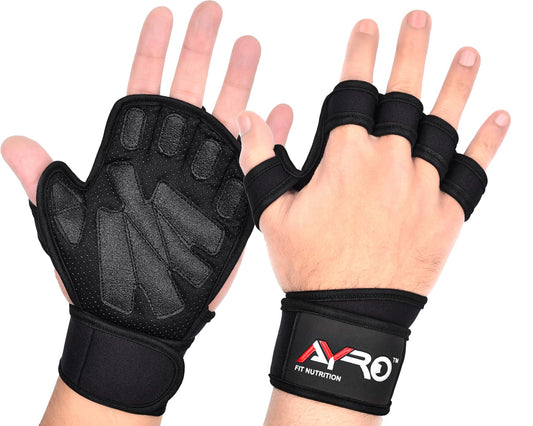 AYRO Workout Gloves, Ventilated Workout Gloves for Men and Women, Weightlifting Gloves, Gym Glove for Men, Gym Gloves with Built-in Wrist Wraps for Men and Women-Best for Weightlifting, Gym Fitness