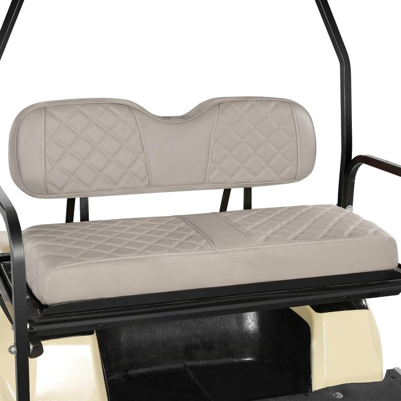 CHENGWEI Golf Cart Rear Seat Covers Fit Club Car Precedent DS EZGO TXT RXV Yamaha Aftermarket Standard Back Seat Cushion,Faux Leather Replacement Seat Cover Adjustable Buckle No Stapler Needed(Beige)