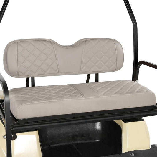 CHENGWEI Golf Cart Rear Seat Covers Fit Club Car Precedent DS EZGO TXT RXV Yamaha Aftermarket Standard Back Seat Cushion,Faux Leather Replacement Seat Cover Adjustable Buckle No Stapler Needed(Beige)
