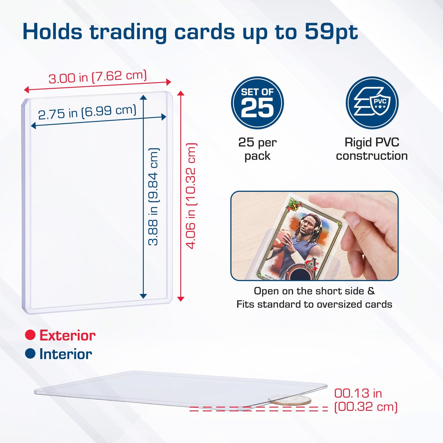 BCW 59 PT Thick Card Top Loaders | Protective Thick Toploaders for Trading Cards Up to 59PT | Rigid Card Toploader for Memorabilia & Collectibles | 25 Pack