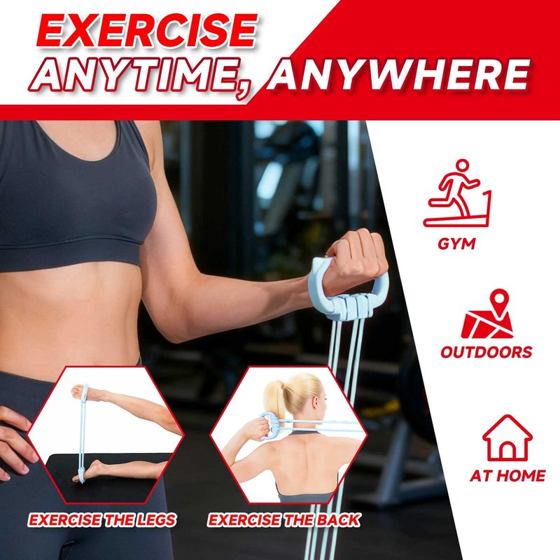 XLMABZ 6 Gear Adjustable Resistance Bands, Fitness Resistance Bands Exercise Bands with Comfort Grips, Unisex, for Arms, Chest Extender, Home Workout, Fitness, Pilates (Blue)