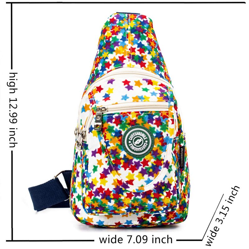 Chrysansmile Sling Bag for Women Men Nylon Crossbody Bags Fanny Packs Star Print Small Backpack for Travel Hiking