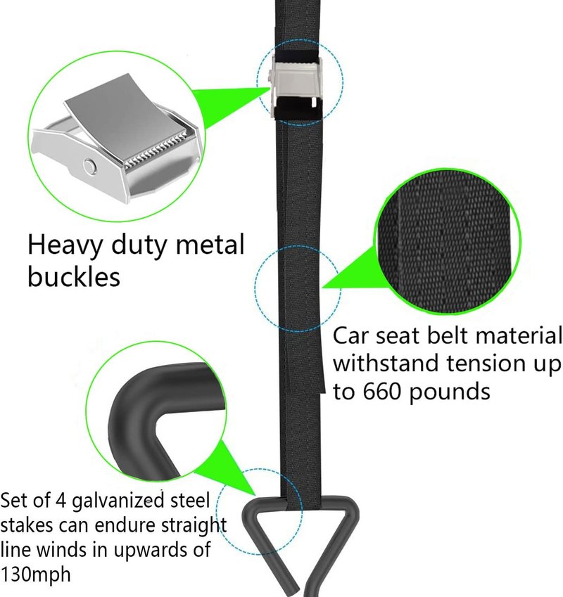 Heavy Duty Trampoline Stakes - 15.84" Galvanized Steel Corkscrew Anchors Kit | Set of 4 for High Wind Stability
