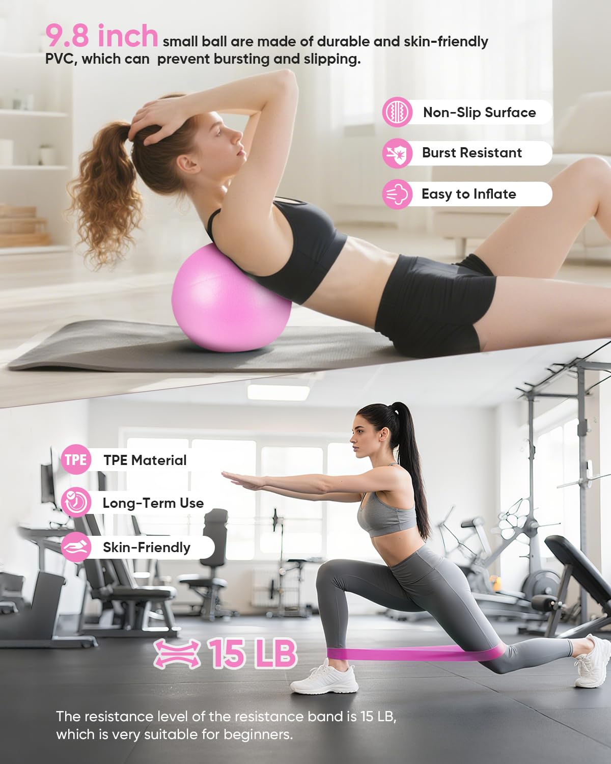 Home Pilates Kit, Pilates Essentials Kit for Women, Pilates Equipment Set with 9" Yoga Ball, Pilates Ring, Resistance Bands & Accessories, Guides, Pilates Ring and Ball Set for Starters Home Workouts