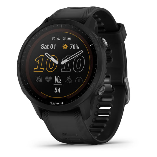 Garmin Forerunner® 955 Solar, GPS Running Smartwatch with Solar Charging Capabilities, Tailored to Triathletes, Long-Lasting Battery, Black - 010-02638-00