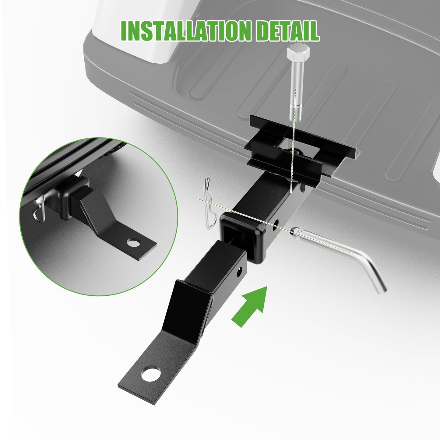 10L0L Deluxe Golf Cart Trailer Hitch and Receiver Kit, Bumper Hitch Compatible with/Replacement for Yamaha Drive 2 (2017-Up) Golf Carts