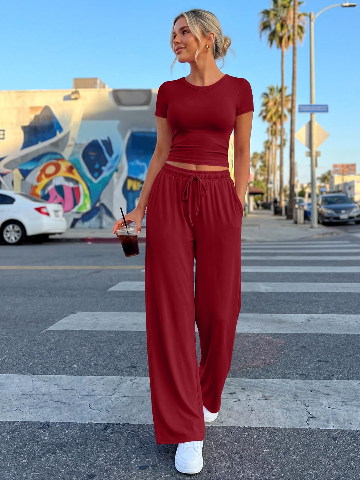 Trendy Queen Womens Plus Size 2 Two Piece Set 2026 Summer Workout Beach Vacation Cruise Gym Clothes Spring Fashion Lounge Matching Comfy Airport Travel Outfit Fitness Athleisure‌ Clothing