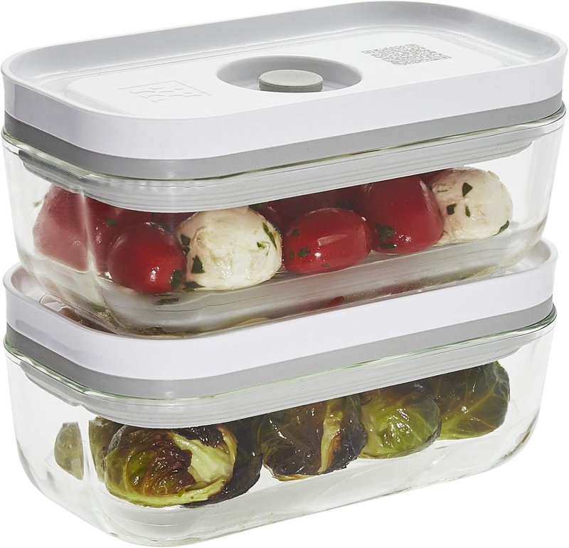 ZWILLING Fresh & Save Glass Vacuum Sealer Containers - 2-Piece Small Set with Airtight Lids