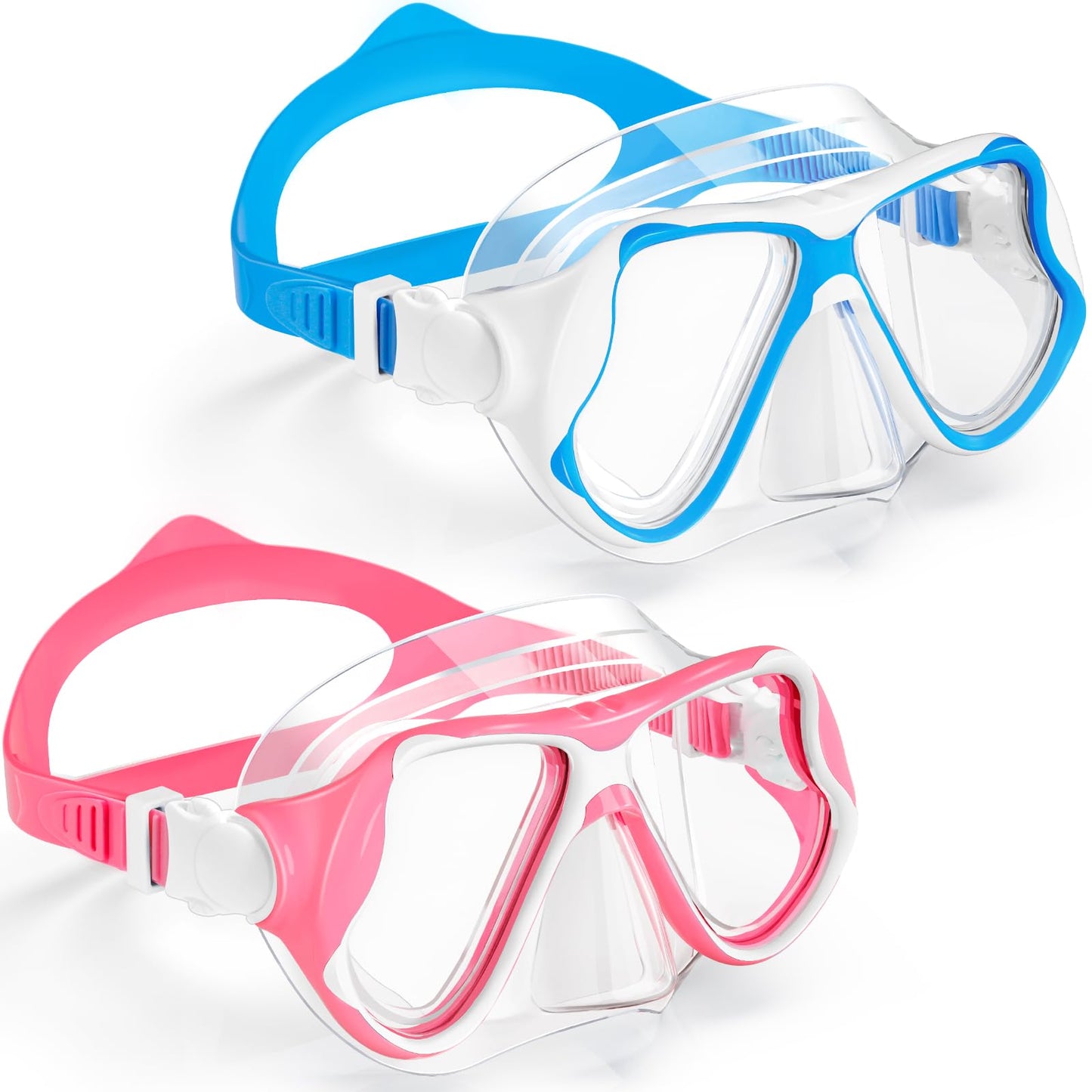 Freela 2 Pack Swim Goggles Kids Swimming Goggles for Kids 6-14 3-6 4-7 8-12 with Nose Cover Anti Fog 180° Clear View Water Pool Goggles Mask Childrens Girls Boys Toddler 4 5 6 7 Years