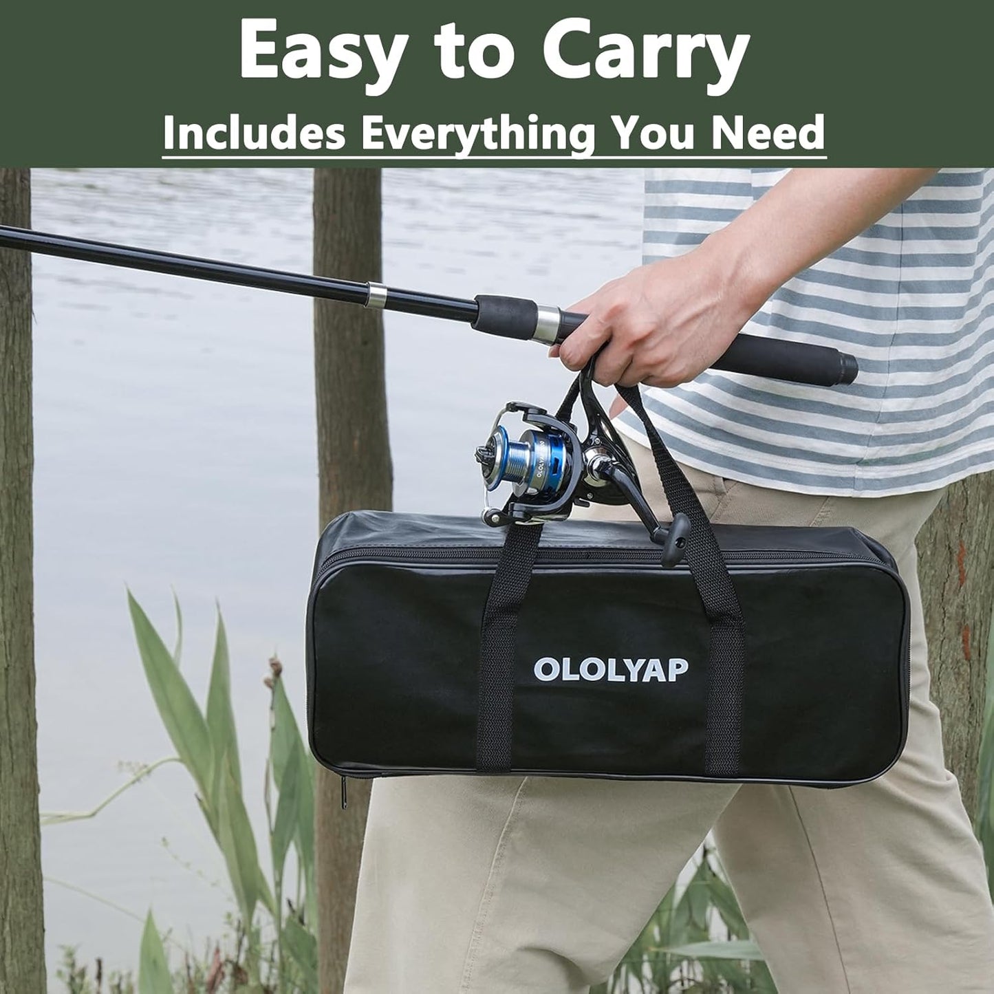 Fishing Pole Combo Set - 6.9ft Telescopic Fishing Rod & Reel with Carrier Bag | Ideal for Bass & Saltwater Fishing