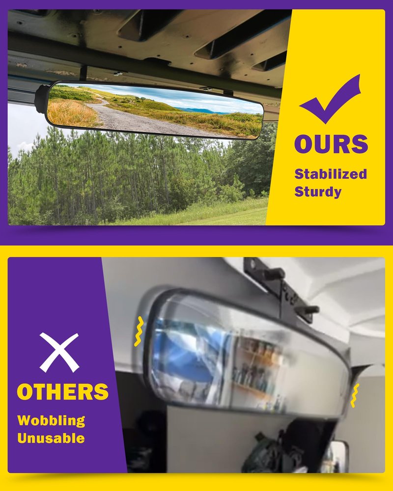 HOWBOW Golf Cart Rear View Mirror fit Yamaha EZGO, Adjustable Rearview Mirror for Most Golf Club Car Expand Vision Enhance Security, 16.5" Wide Rotatable 270° Rear Mirror for TXT RXV DS Precedent