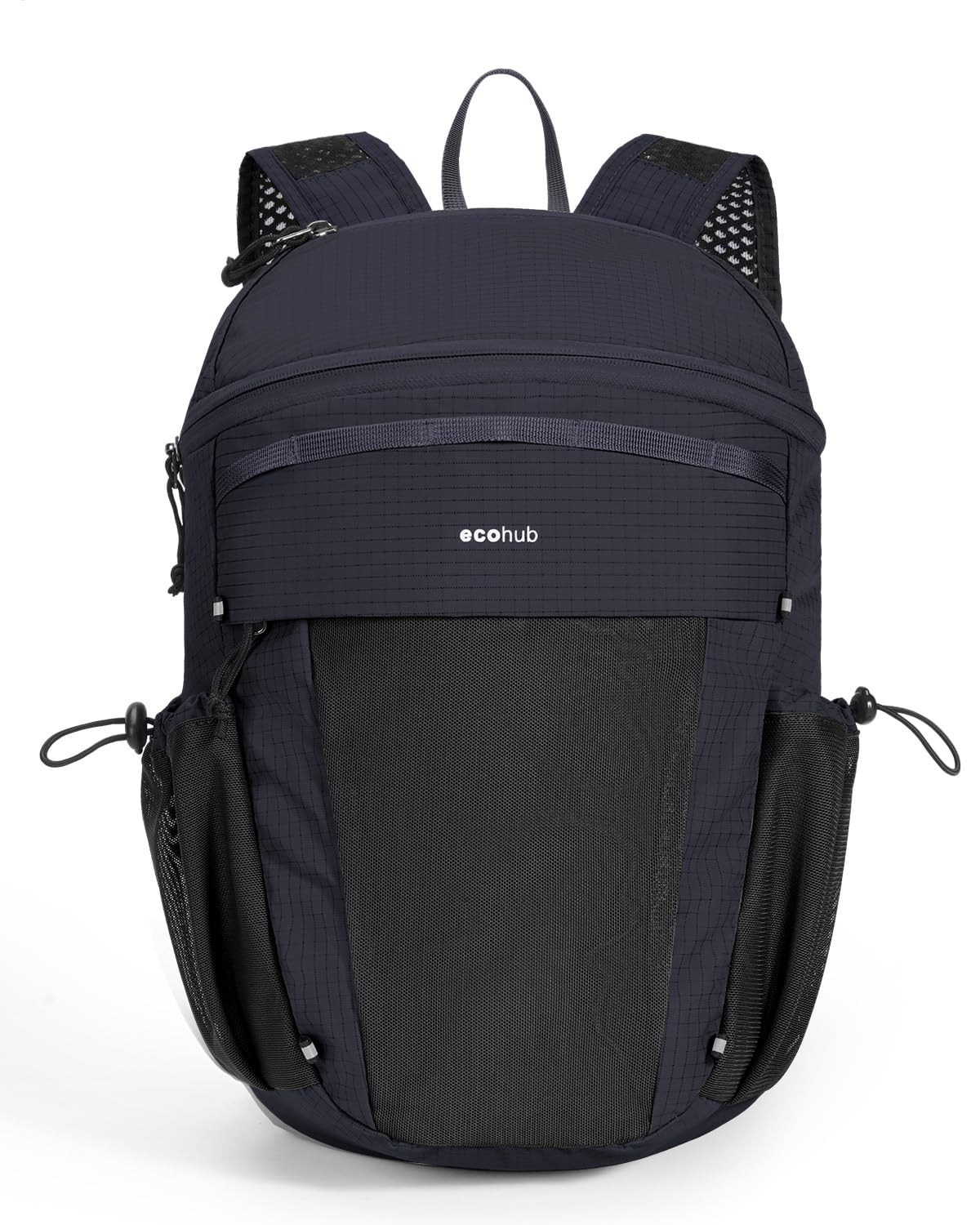 ECOHUB 15L Lightweight Casual Daypack, Packable Backpack for Daily Use, Hiking & Travel, Foldable Small Backpack with Stretch Mesh Pockets, Water-Resistant Nylon, Reflective Design