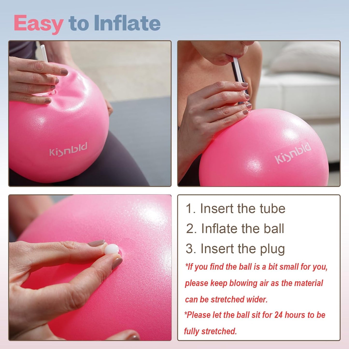 Mini Pilates Ball - 9 Inch Anti-Burst & Slip-Resistant Exercise Ball for Stability, Fitness, and Core Strength Workouts